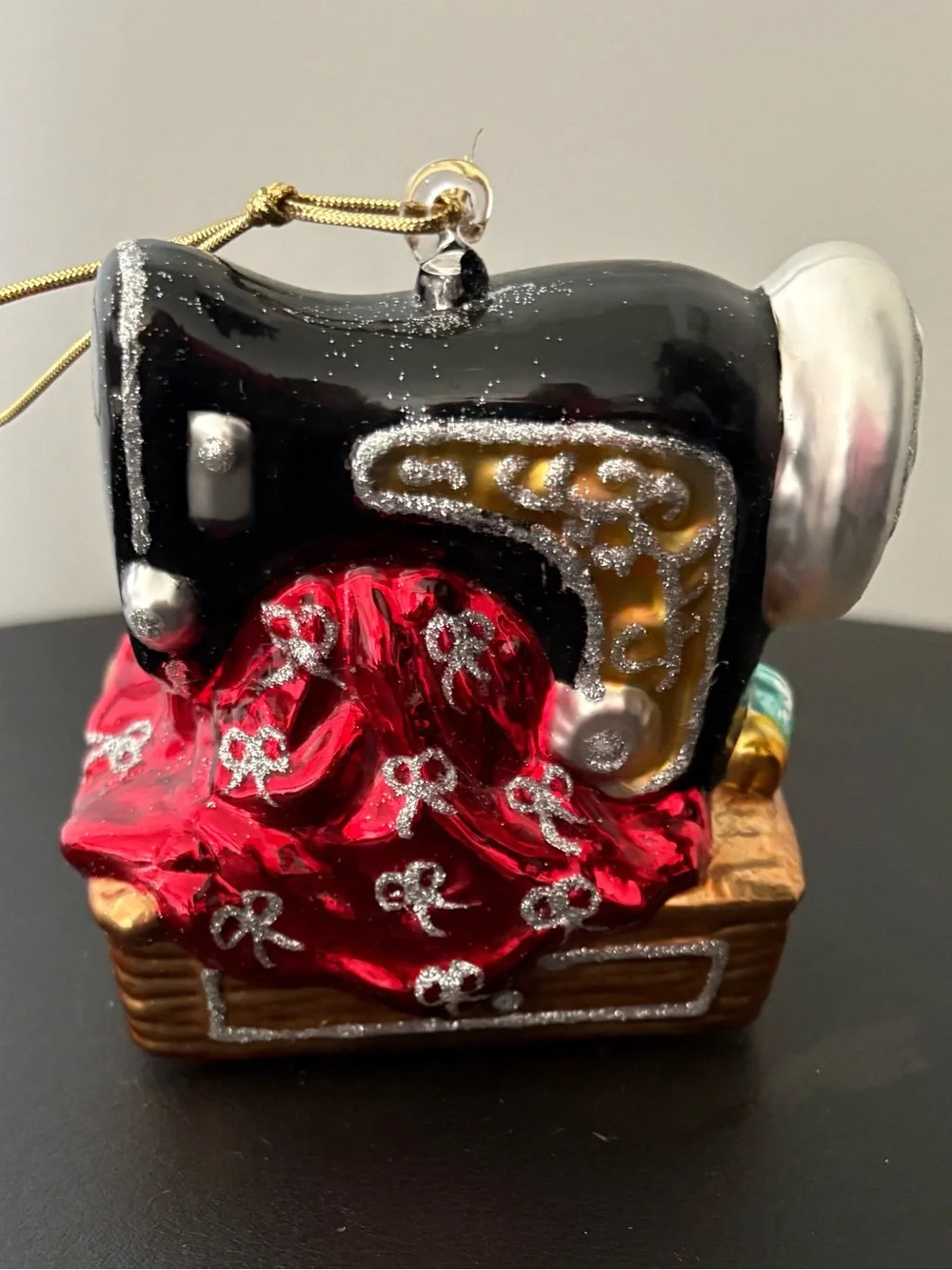 Vintage Blown Glass Antique Sewing Machine Ornament Seamstress Quilter Gift